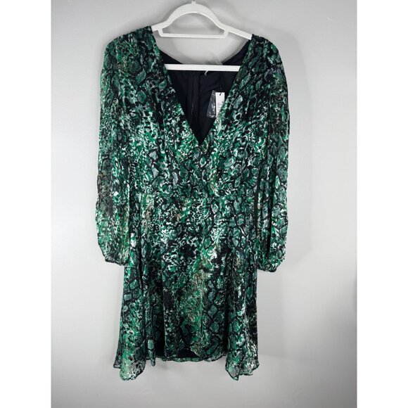 Alice + Olivia Rita Blouson Long Sleeve Mini Dress Size 14 NWT Silk Blend NWT - Picture 3 of 5